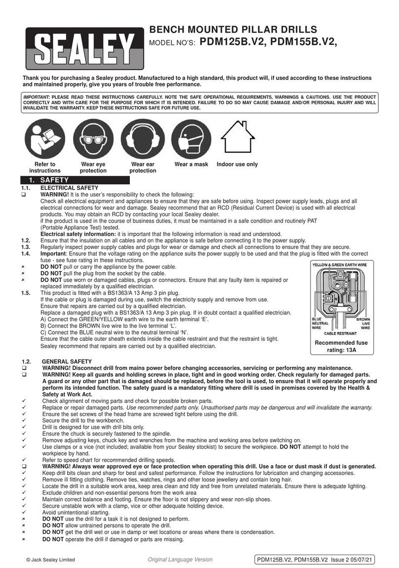 Sealey PDM125B.V2 instructions