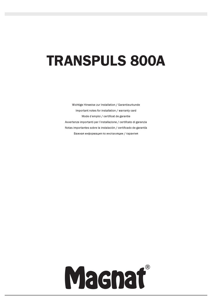 Magnat Audio TRANSPULS 800A Important notes for installation & warranty card