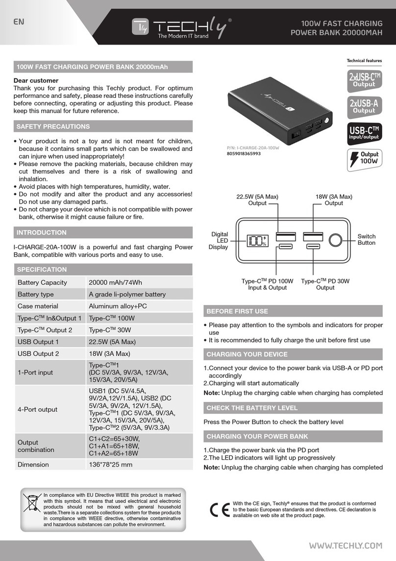 Techly I-CHARGE-20A-100W User manual