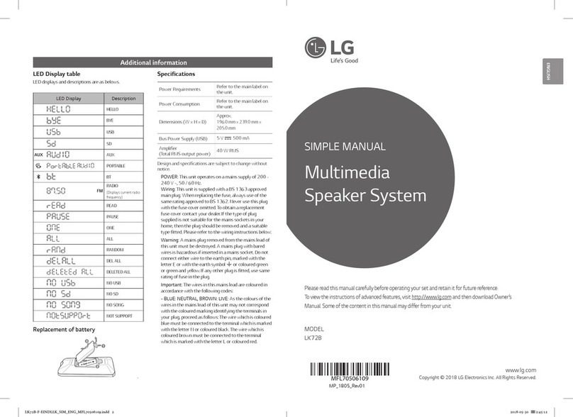 LG LK72B Specification sheet