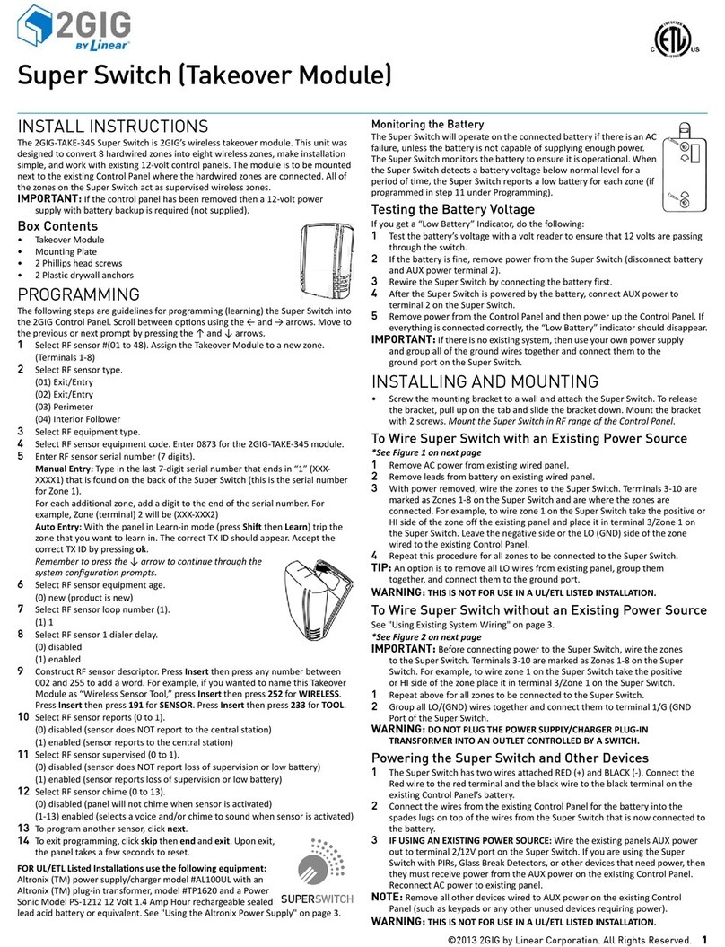Linear 2GIG-TAKE-345 User manual Linear 2GIG-TAKE-345 User manual