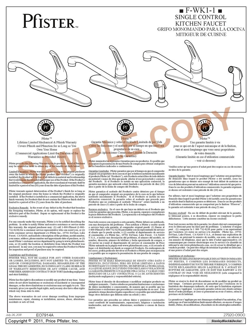 Pfister F-WK1-1 User manual