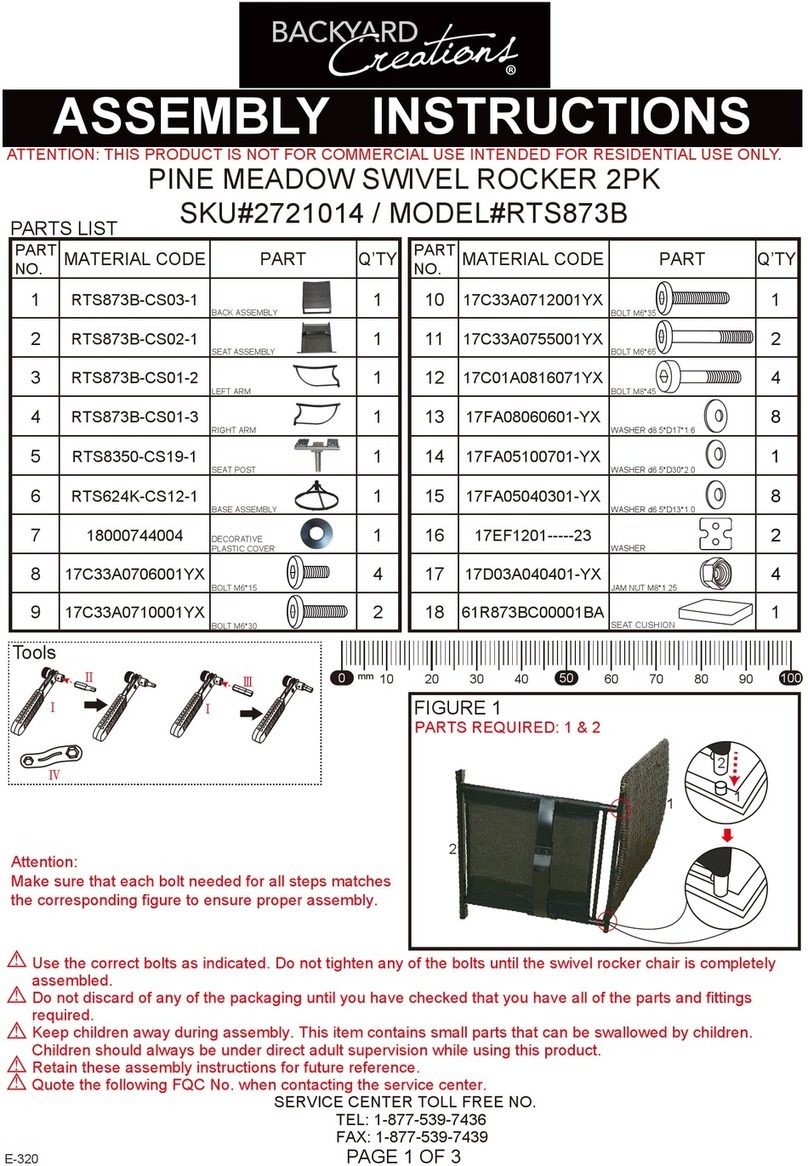 Backyard Creations RTS873B Assembly instructions Backyard Creations RTS873B Assembly instructions