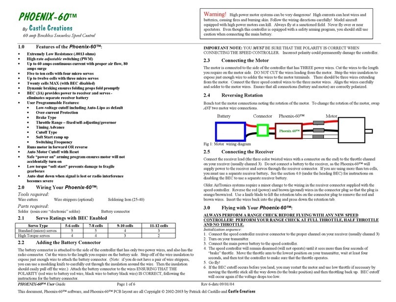 Castle Creations PHOENIX-60 User manual