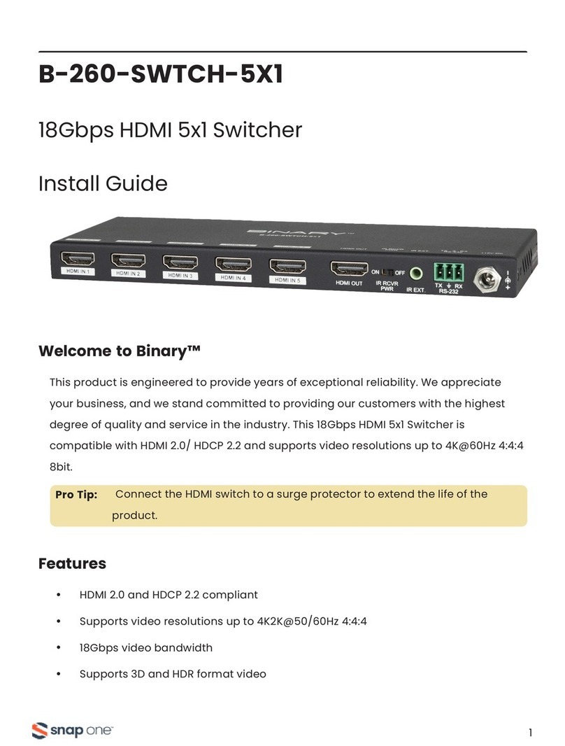 Snap One B-260-SWTCH-5X1 install guide Snap One B-260-SWTCH-5X1 install guide