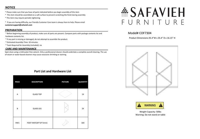 Safavieh Furniture COF7304 manual Safavieh Furniture COF7304 manual