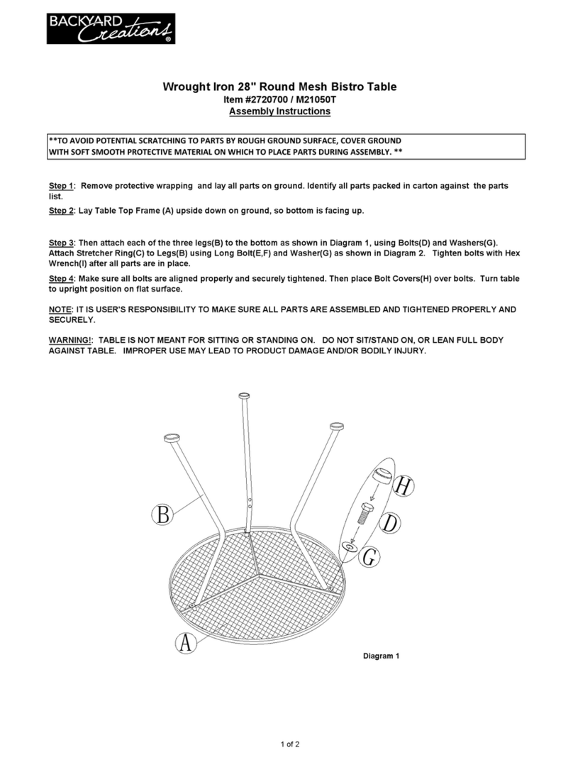 Backyard Creations M21050T Assembly instructions