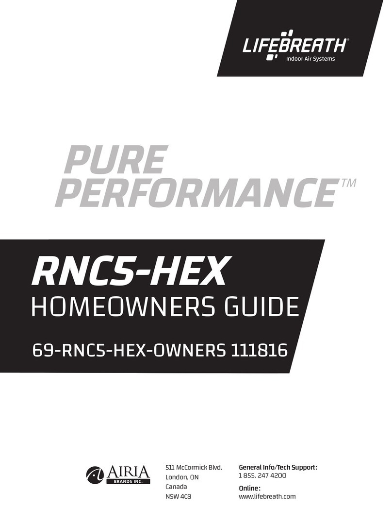 Airia Lifebreath Pure Performance RNC5-HEX Homeowner's guide
