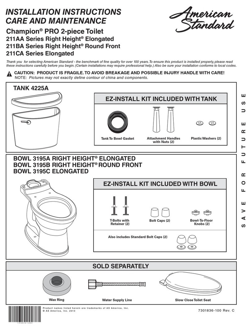 American Standard Champion PRO 211CA Series installation instructions