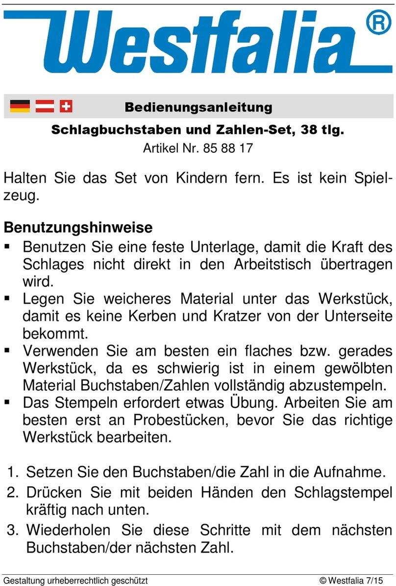 Westfalia 85 88 17 instruction manual