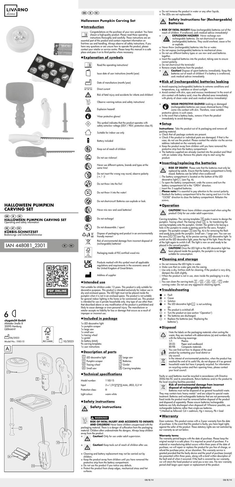 LIVARNO home 448081 2301 manual