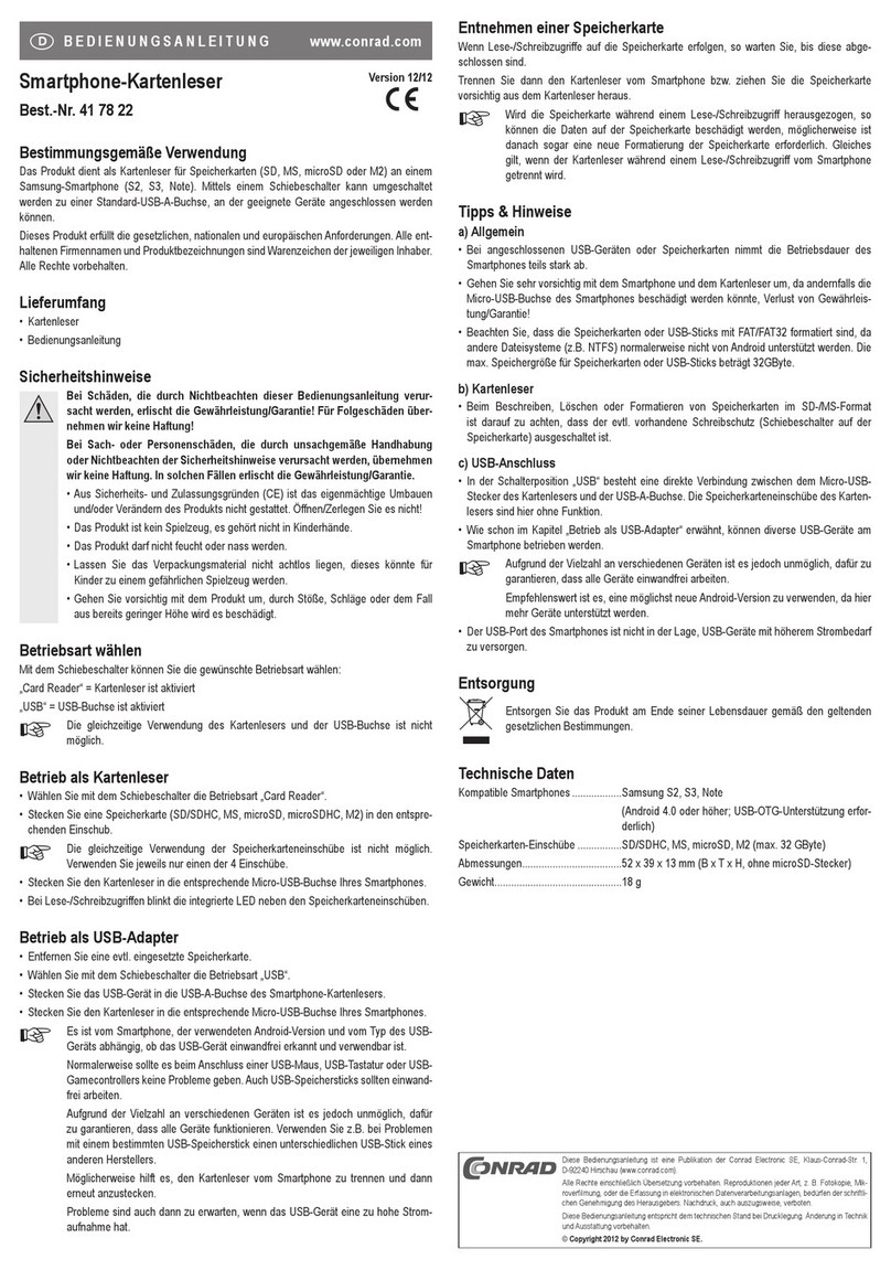 Conrad 41 78 22 User manual
