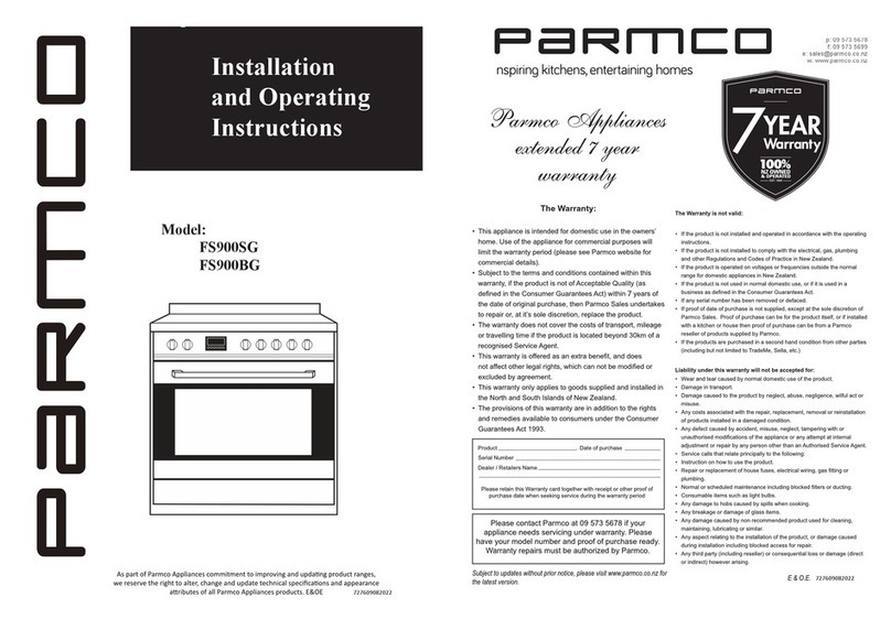 Parmco FS900SG operating instructions