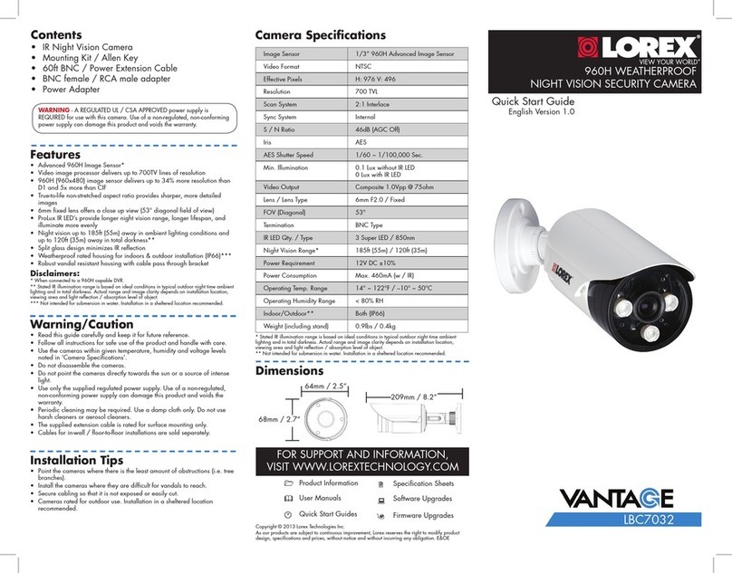 Lorex VANTAGE LBC7032 quick start guide