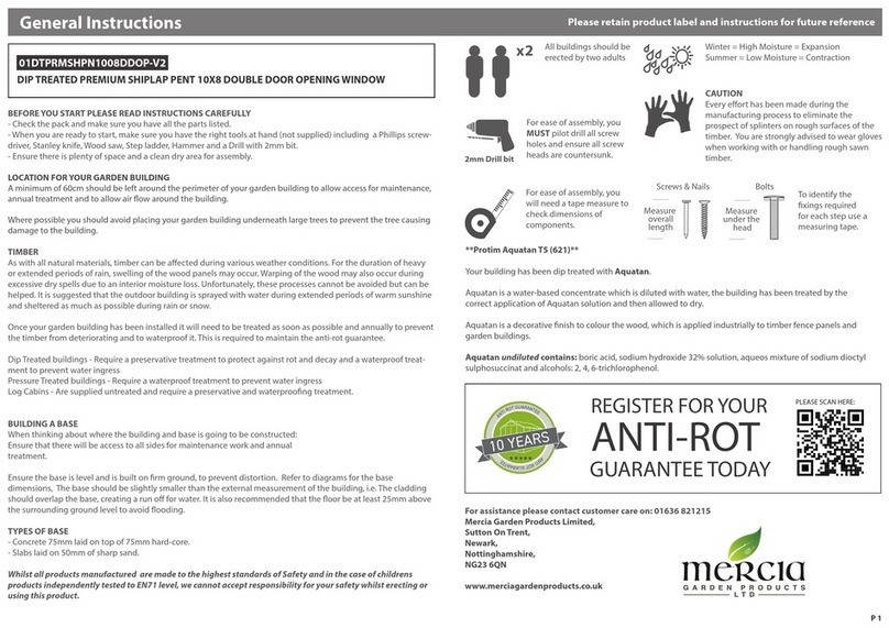 Mercia Garden Products 01DTPRMSHPN1008DDOP-V2 General instructions