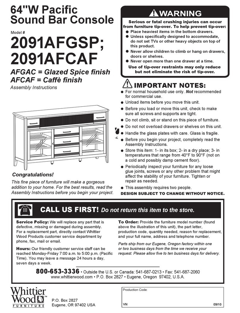 Whittier Wood Furniture 2091AFGSP Assembly instructions