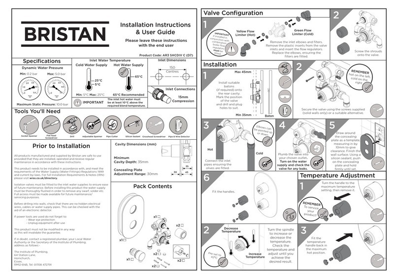Bristan AR3 SHCDIV C Installation instructions & user guide Bristan AR3 SHCDIV C Installation instructions & user guide