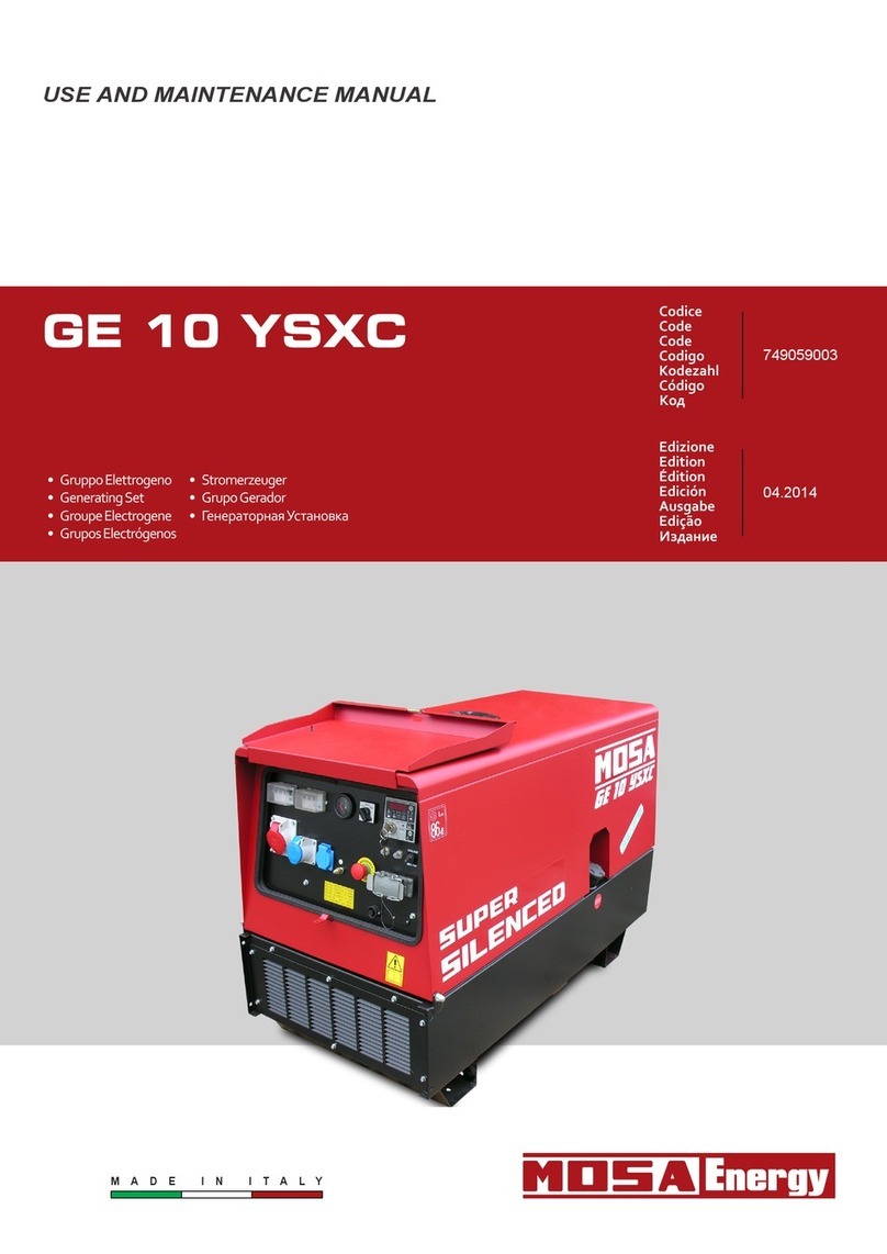 Mosa GE 10 YSXC Use and maintenance manual Mosa GE 10 YSXC Use and maintenance manual