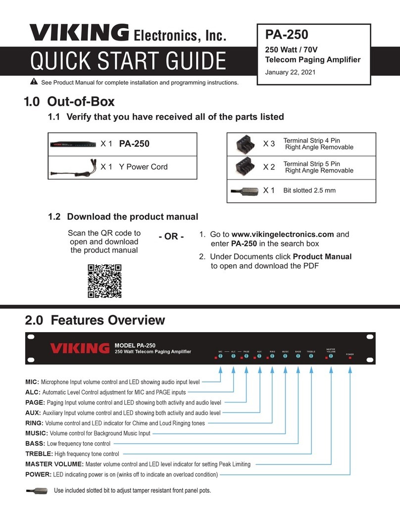 Viking PA-250 quick start guide