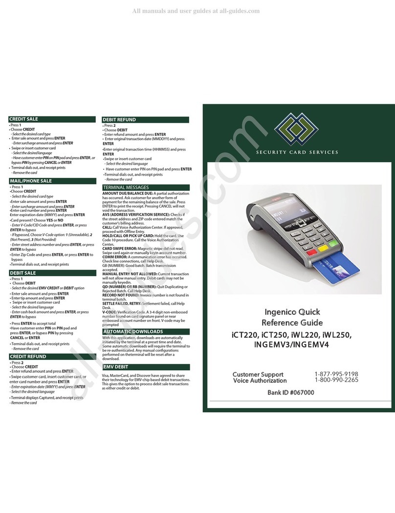 Ingenico PAYZONE iCT250 Quick reference guide