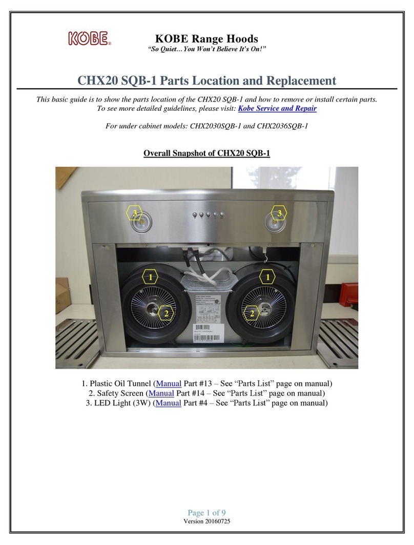 KOBE CHX20 SQB-1 Use and care manual