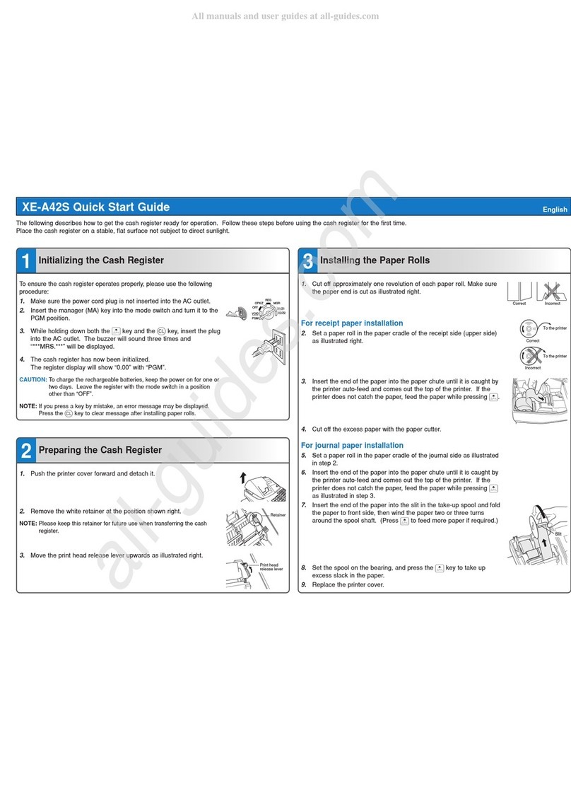 Sharp XE-A42S quick start guide