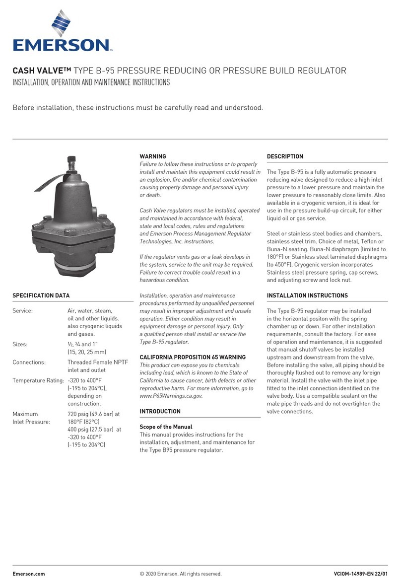 Emerson CASH VALVE B-95 Manual