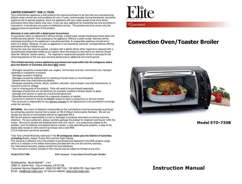 Maxi-matic Elite ETO-730B instruction manual