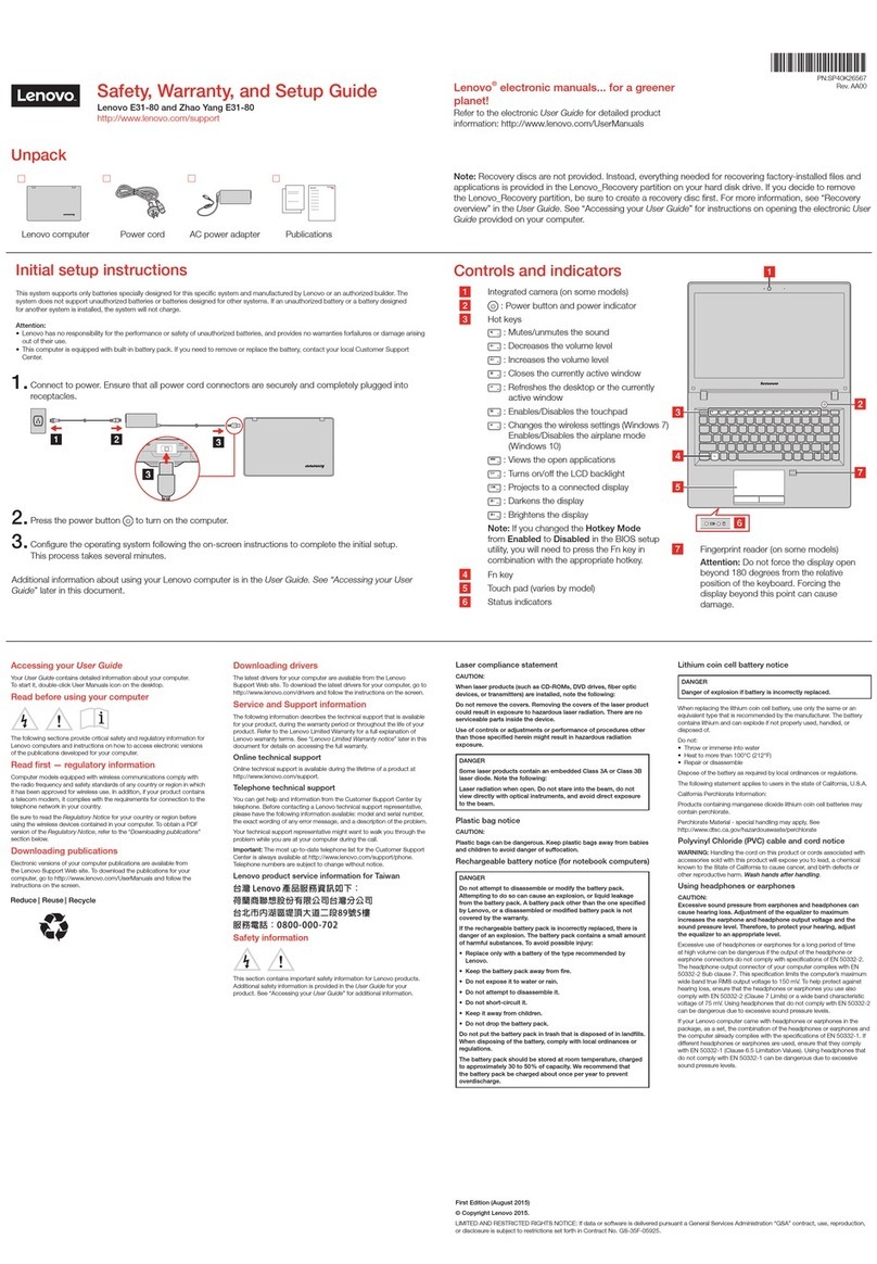 Lenovo E31-80 User manual Lenovo E31-80 User manual