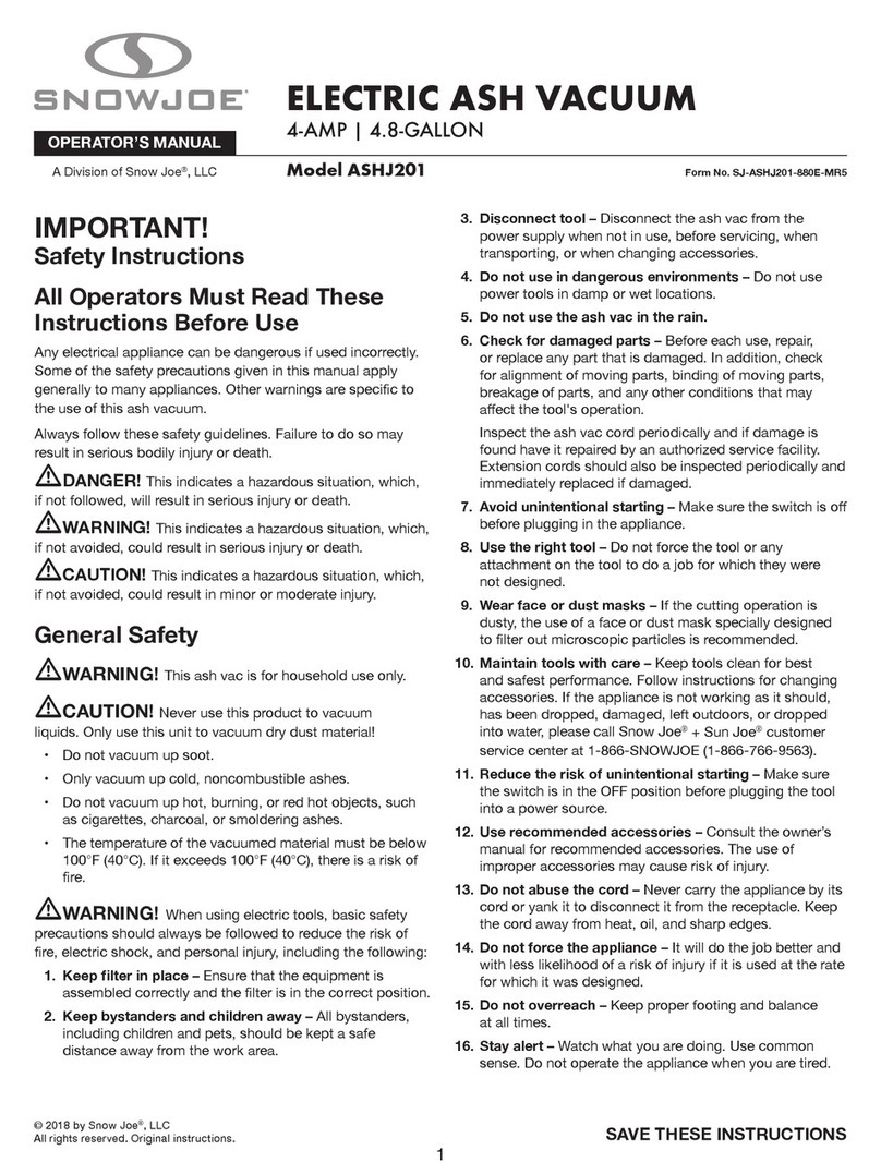 SNOWJOE ASHJ201 User manual