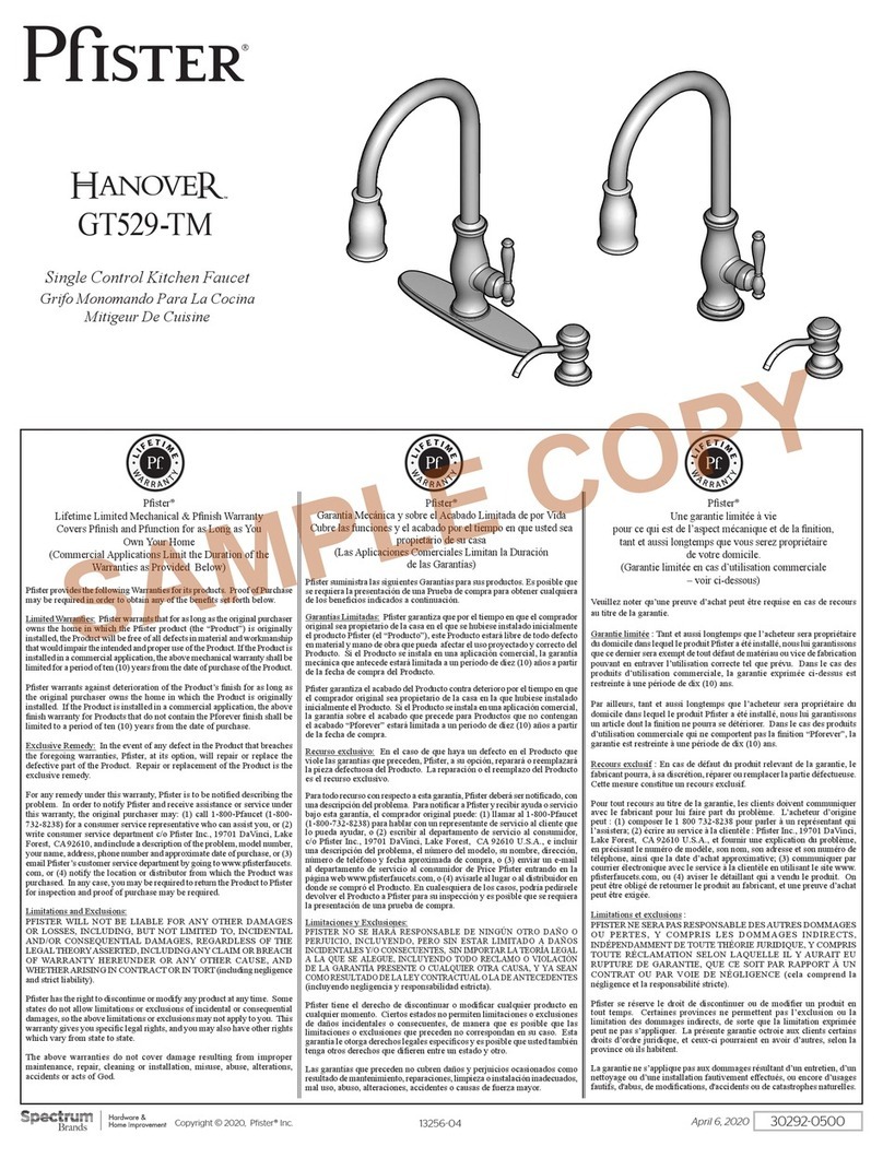 Pfister HANOVER GT529-TM manual