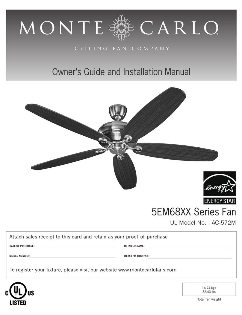 Monte Carlo Fan Company 5EM68 Series Owner's guide and installation manual