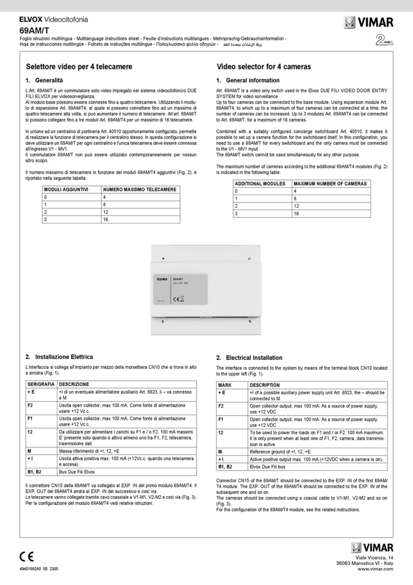 Vimar Elvox 69AM/T User manual