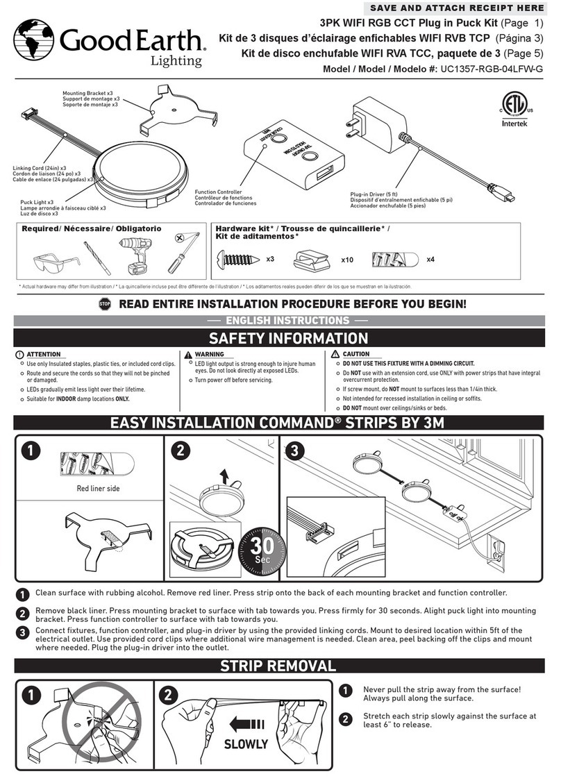 Good Earth Lighting UC1357-RGB-04LFW-G quick start guide