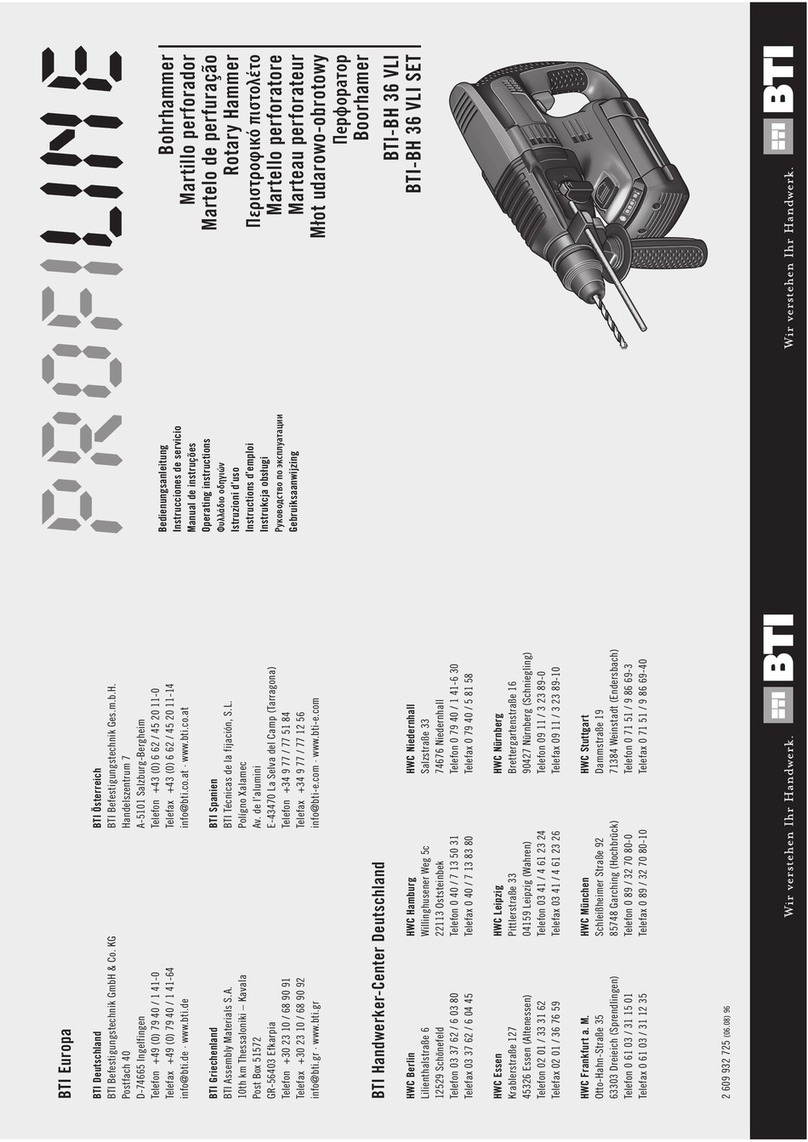 BTI Profiline BTI-BH 36 VLI operating instructions