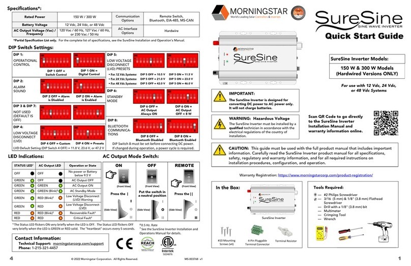 Morningstar SureSine 150 W quick start guide