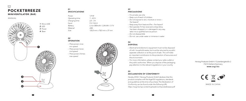 Zogi POCKETBREEZE MINIVENTILATOR manual