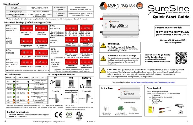 Morningstar SureSine 150 W quick start guide