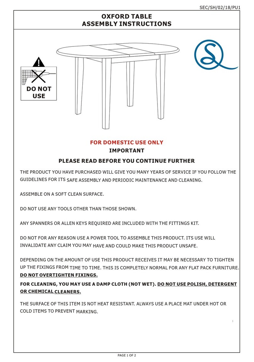 Seconique OXFORD TABLE Assembly instructions