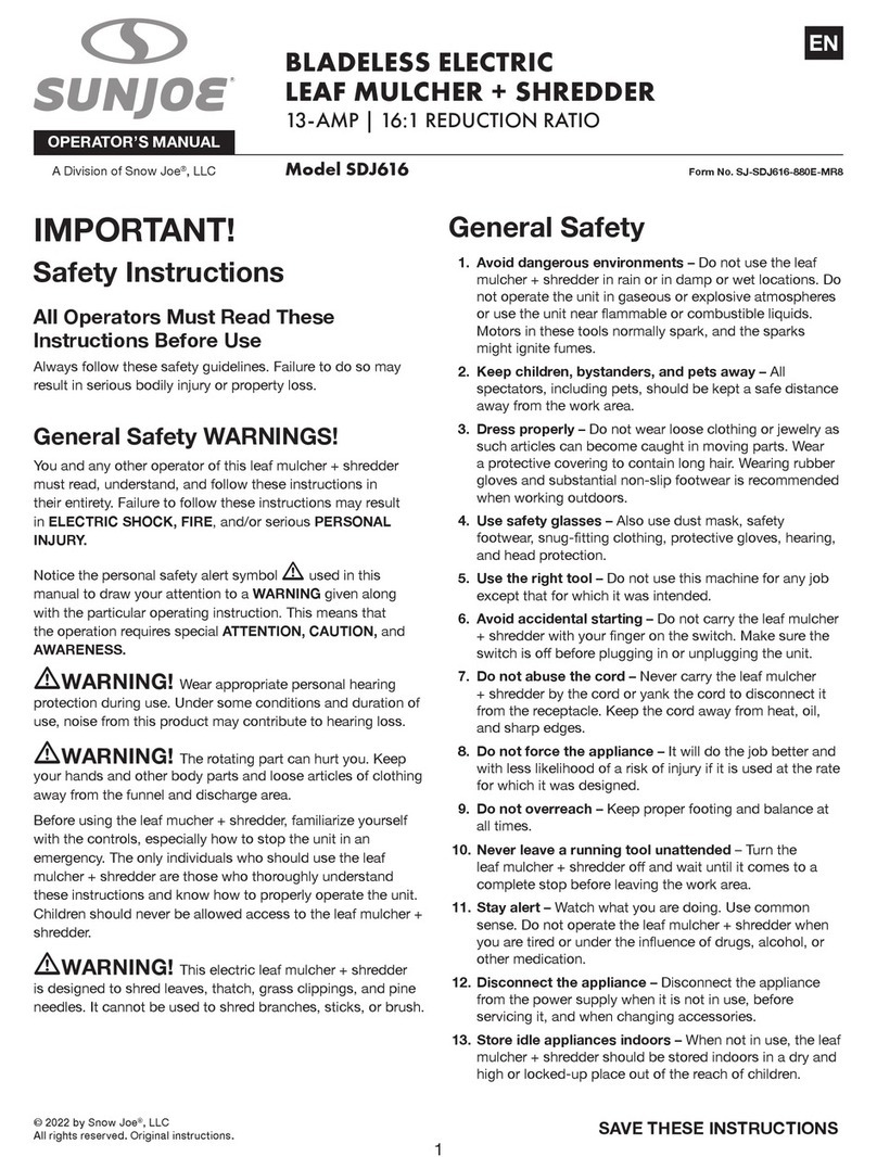 SNOWJOE Sunjoe SDJ616 User manual