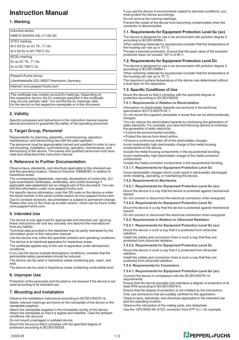 Pepperl+Fuchs NBB10-30GS50-Z4L-V1-3G-3D User manual
