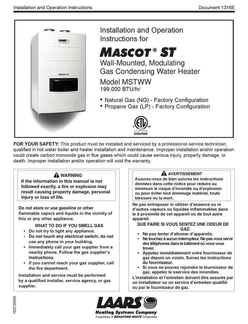 Laars MSTWW199 Operation instructions