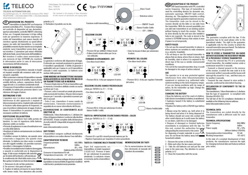 Teleco TVEVO868 quick start guide