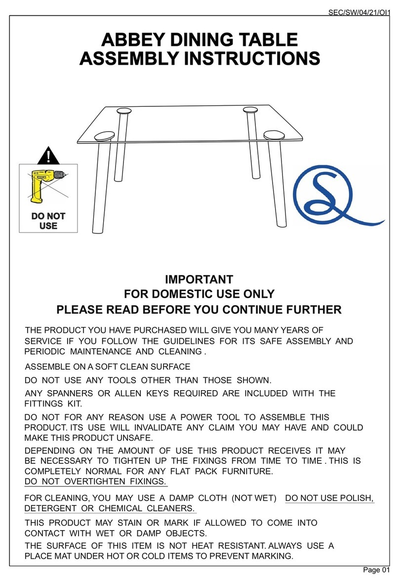 Seconique ABBEY DINING TABLE User manual Seconique ABBEY DINING TABLE User manual