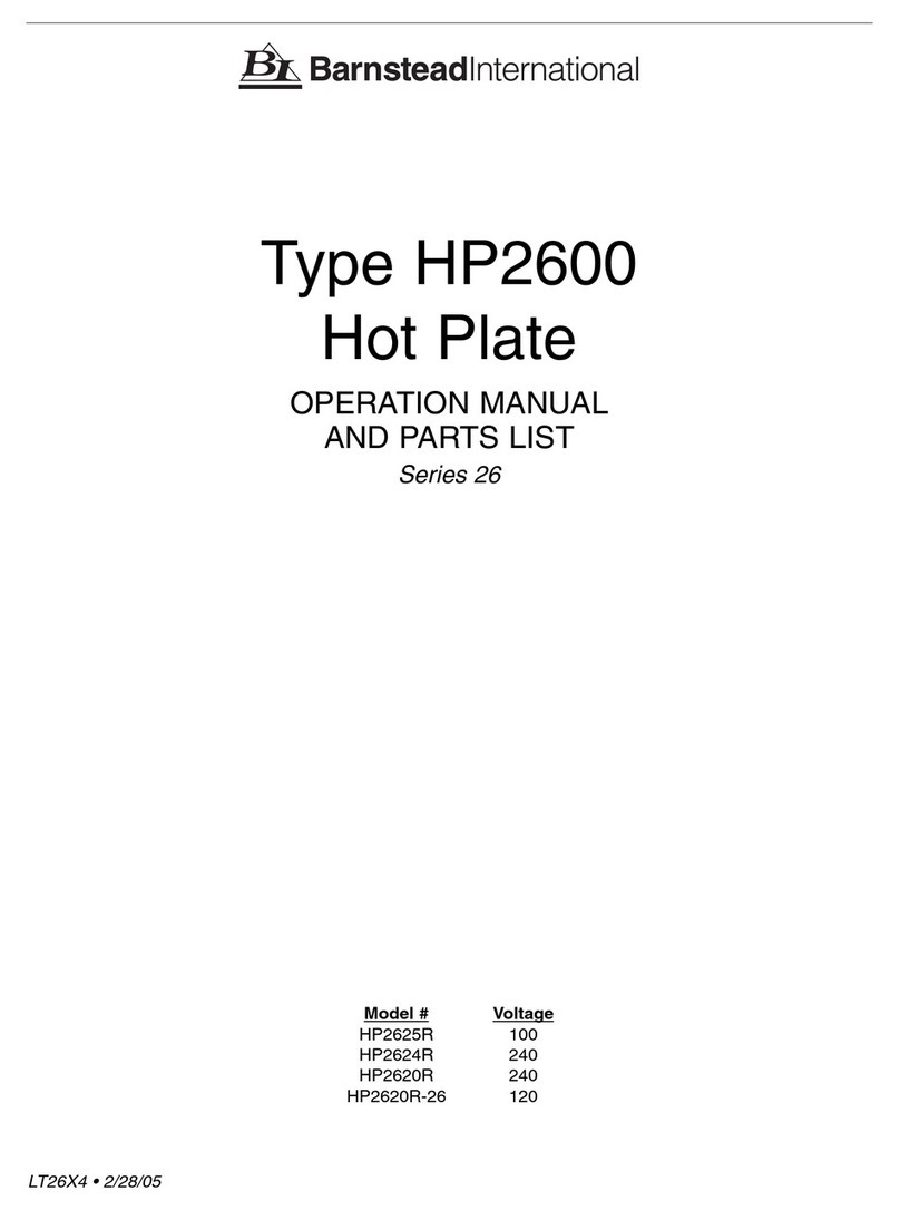 Barnstead HP2625R Operation manual and parts list