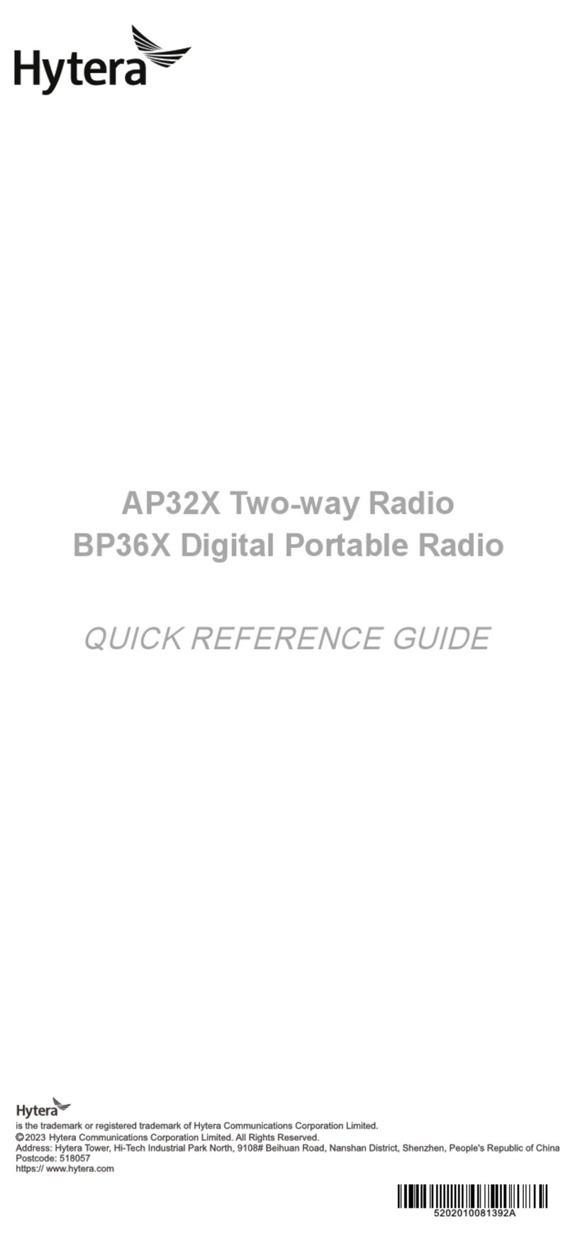 Hytera BP36X User manual