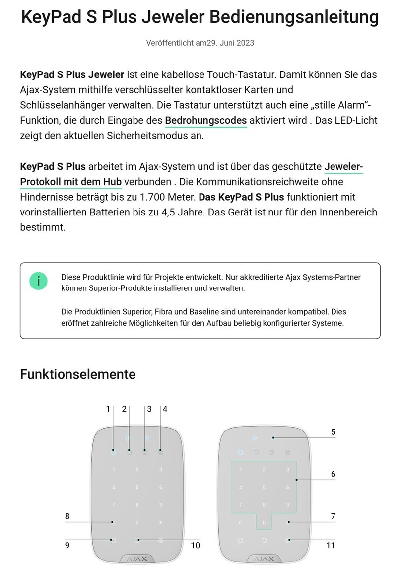 AJAX KeyPad S Plus Jeweler User manual