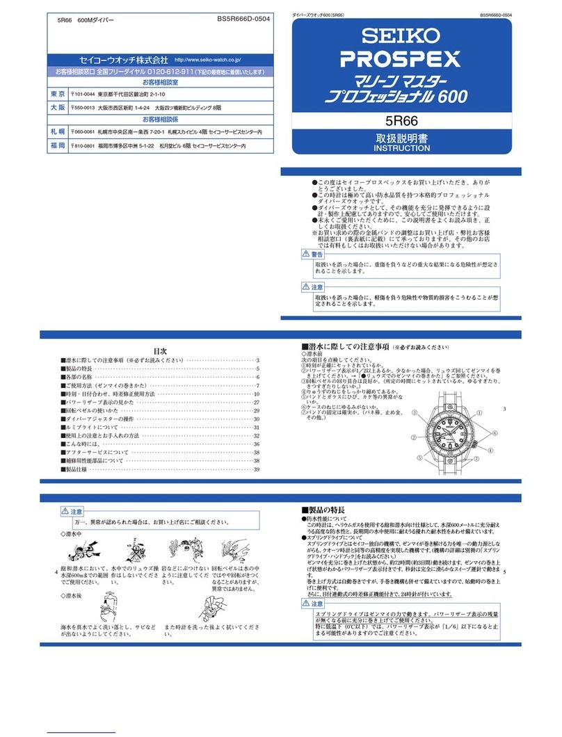Seiko PROSPEX 600 User manual
