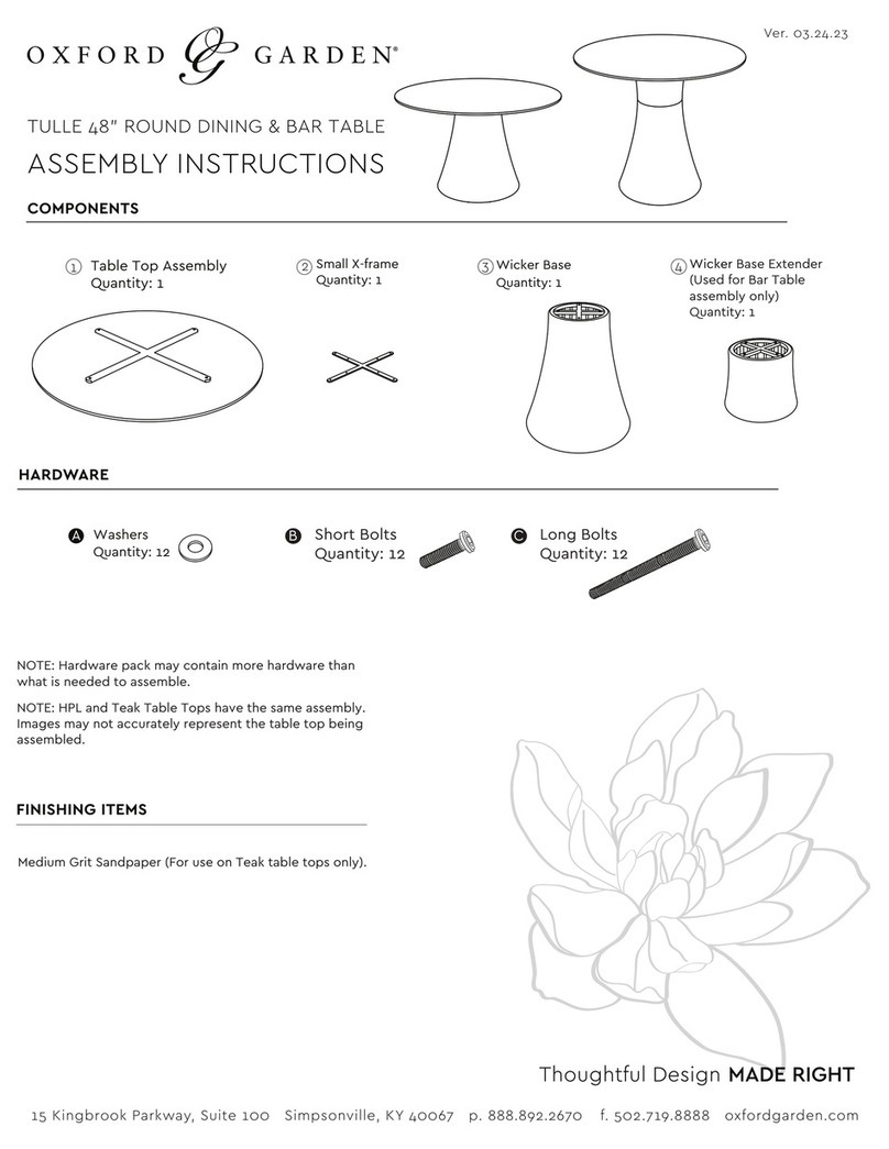 Oxford Garden TULLE Assembly instructions Oxford Garden TULLE Assembly instructions