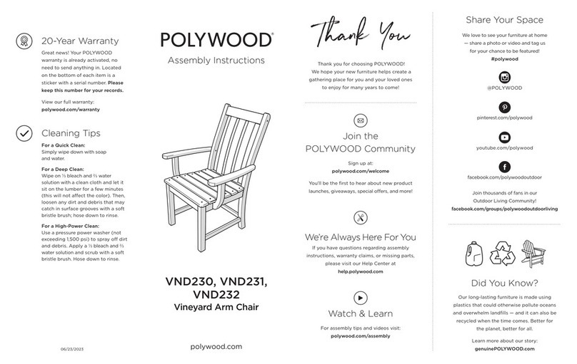 Polywood Vineyard VND230 Assembly instructions Polywood Vineyard VND230 Assembly instructions
